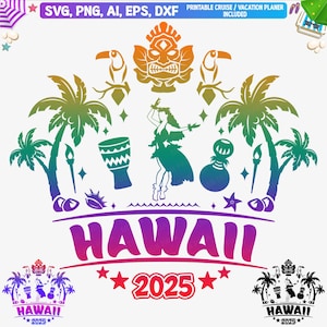 Férias no Havaí 2025 Svg, Hula Girl Png, clipart de garota havaiana, camiseta do Havaí svg, viagem ao Havaí svg, dança de garota hula, férias no Havaí