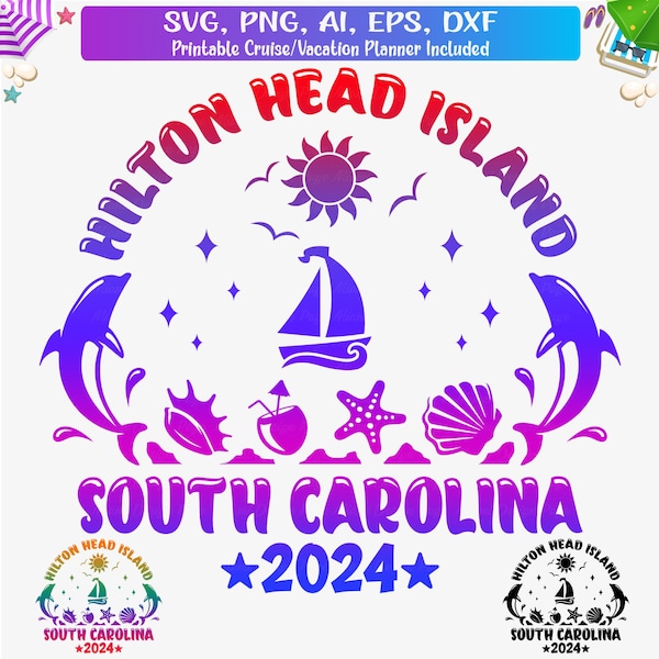 Hilton Head Beach 2024 Svg, Hilton Head Island Family vacation svg, South Carolina Girls Trip 2024 png, cut files, Beach Vacation Svg