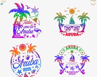 Aruba Vacation 2025 SVG Bundle: Summer Beach Cut Files (Digital Download)