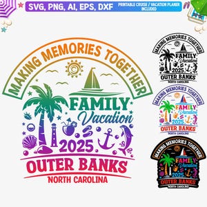 Outer Banks Island NC familievakantie 2025 Svg, North Carolina Vacay T-Shirt svg, Outer Banks familie-uitstapje Svg, gesneden bestand, dxf