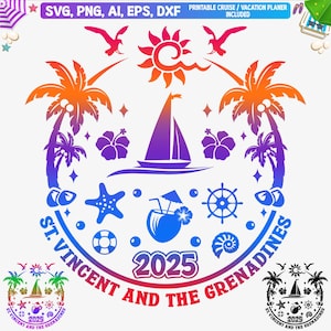 Saint Vincent e Grenadine 2025 Svg, Saint Vincent e Grenadine T-shirt Svg, Viaggio tra ragazze 2025, Isola caraibica svg, Dxf, Png