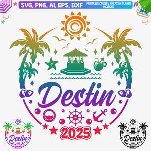 Destin Beach 2025 svg, Destin Floria Familienurlaub svg, Destin Girls Trip 2025 Png, Florida Urlaub svg, Destin Cut Dateien, Dxf, Png