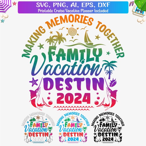 Familienurlaub Destin FL 2024 svg, Destin Vacay 2024 T-Shirt svg, Destin Florida Familienreise svg, Passender Familienurlaub svg, Cut File