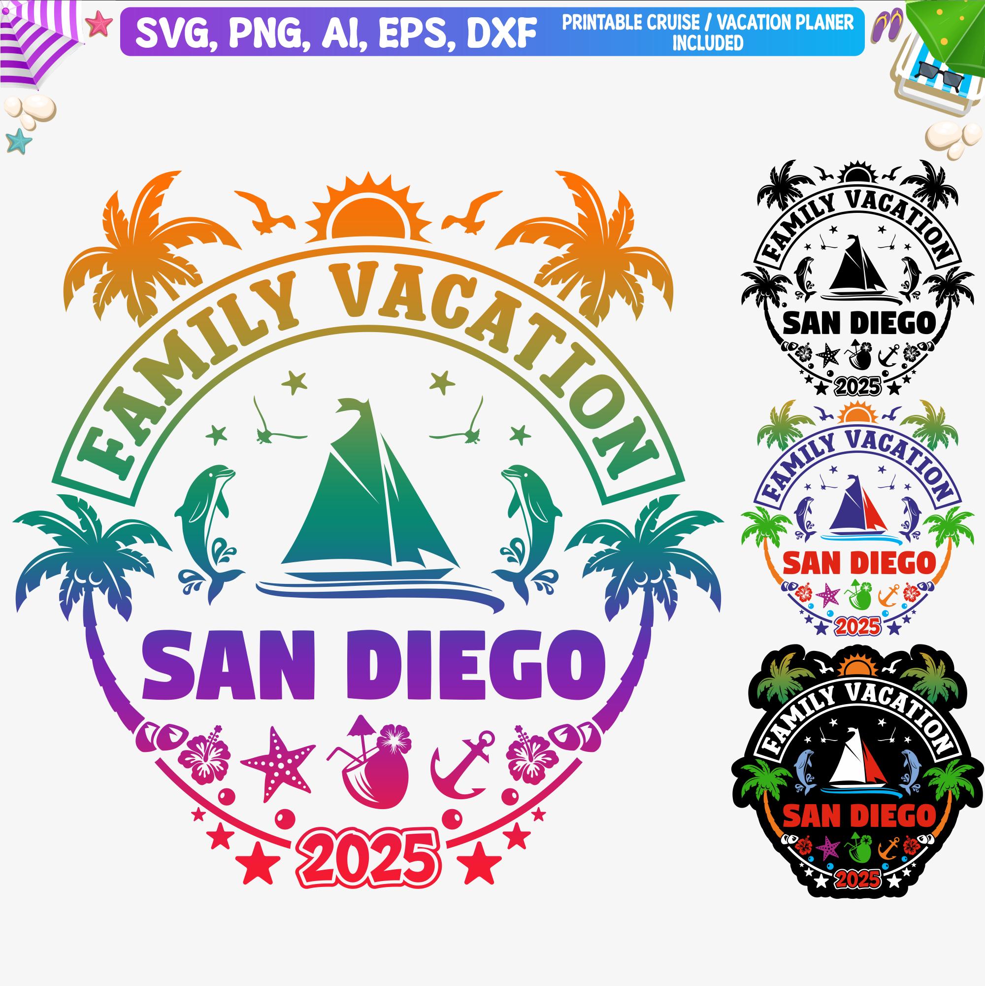 San Diego Family Vacation 2025 Svg, San Diego California T Shirt Svg, San Diego Family Trip 2025 Png, California Vacation, Cut files, Dxf