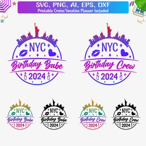 2 in 1 New York Birthday Babe 2024 Svg, New York Birthday Crew Svg, New York T Shirt Png, NYC Birthday Girls Shirt Png, Cut File For Cricut