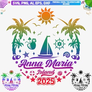 Anna Maria Island 2025 Svg, Anna Maria Island vacances en famille Svg, Anna Maria Island Girls voyage 2025 Png, vacances en Floride Svg, fichiers coupés