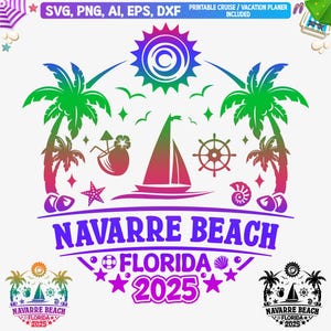 Navarre Beach Florida 2025 svg, Navarre Beach Familienurlaub Shirt svg, Navarre Beach Mädchen Reise 2025 Png, Florida Urlaub, Schnittdateien, Dxf