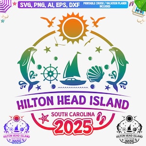 Hilton Head Beach 2025 Svg, svg de vacances en famille Hilton Head Island, Caroline du Sud voyage entre filles 2025 png, couper des fichiers, Svg de vacances à la plage