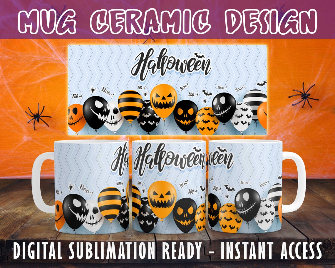 CUTE MUG Template HALLOWEEN Happy Halloween Digital Etsy