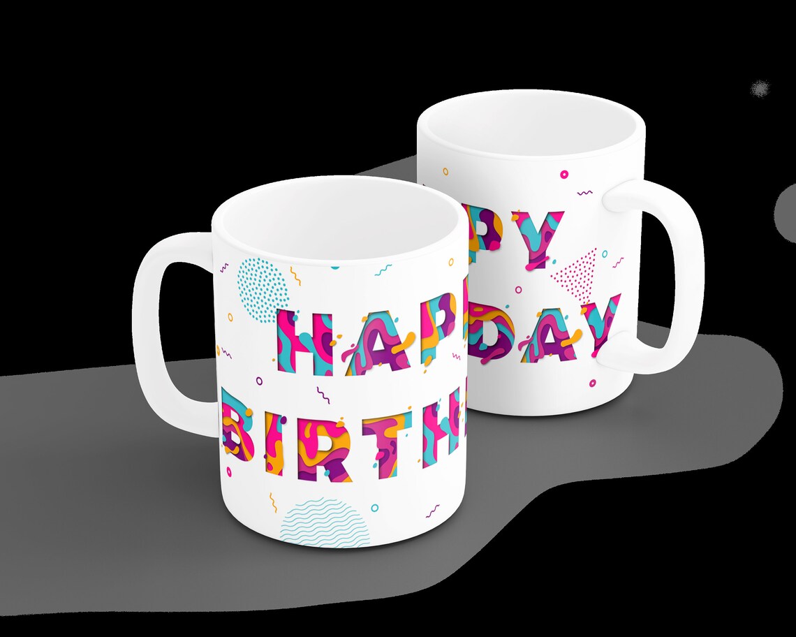 Mug Template Happy Birthday Digital Sublimation Happy Etsy