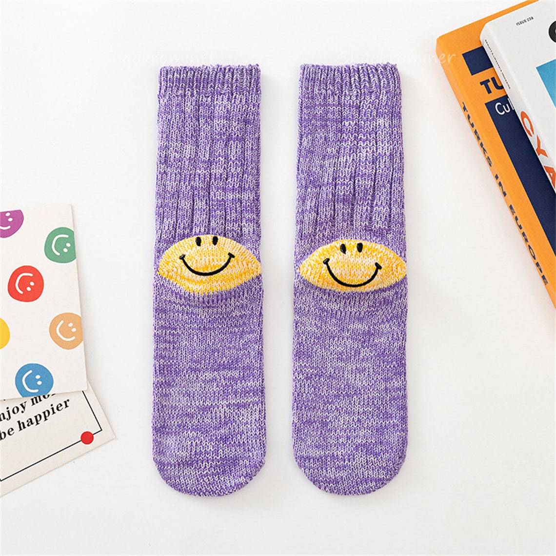 Heel Smile Knit Sock Cute Smiley Face Socks High Quality Etsy UK