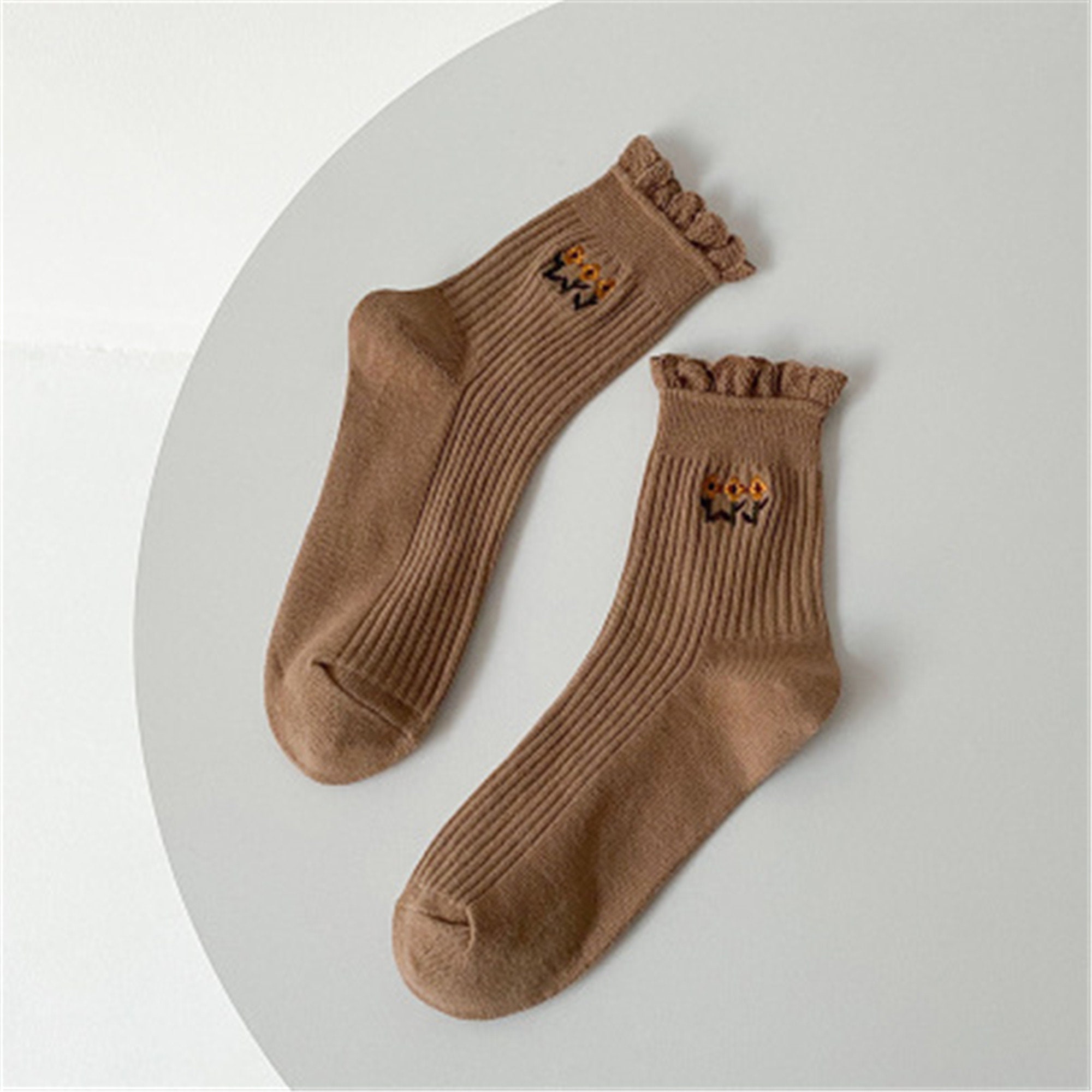 Little Flower Embroidery Socks Simple Cotton Socks Etsy