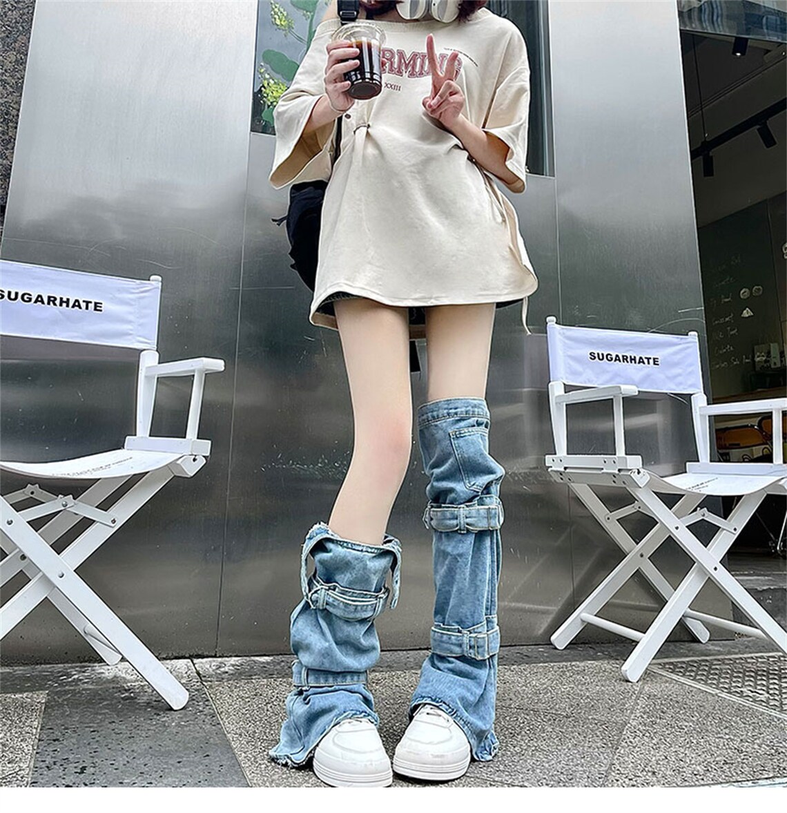 Y2K Vintage Denim Leg Warmers Blue Japanese Leg Warmers Etsy