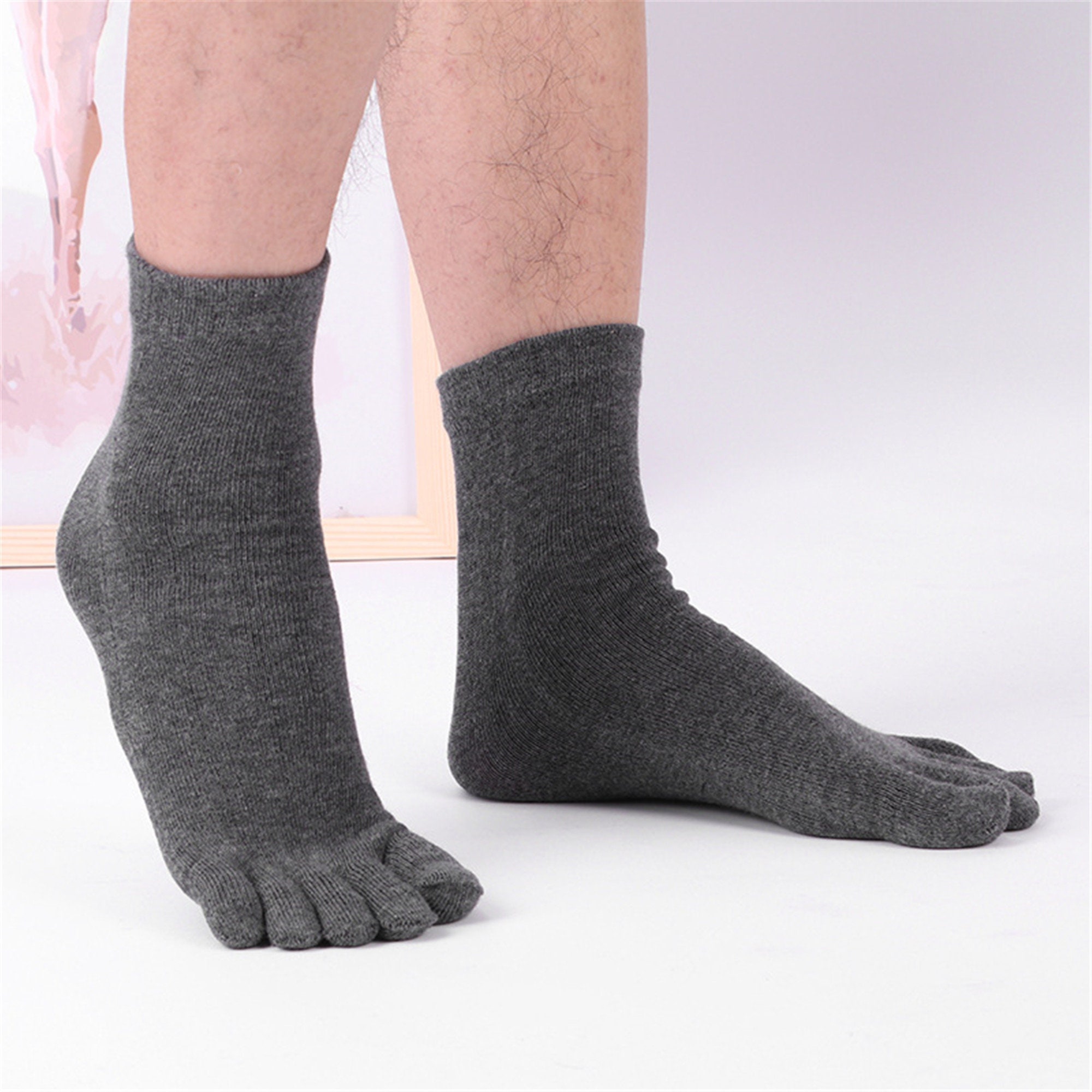 Pure cotton Five Toe Socks Solid Color Toe Socks Fashion | Etsy