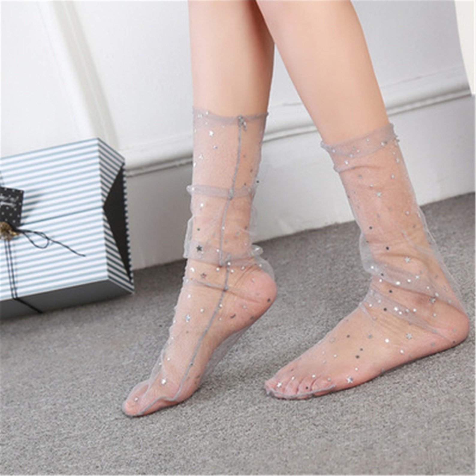Star Transparent Crystal Stockings Women's Sheer Tulle | Etsy