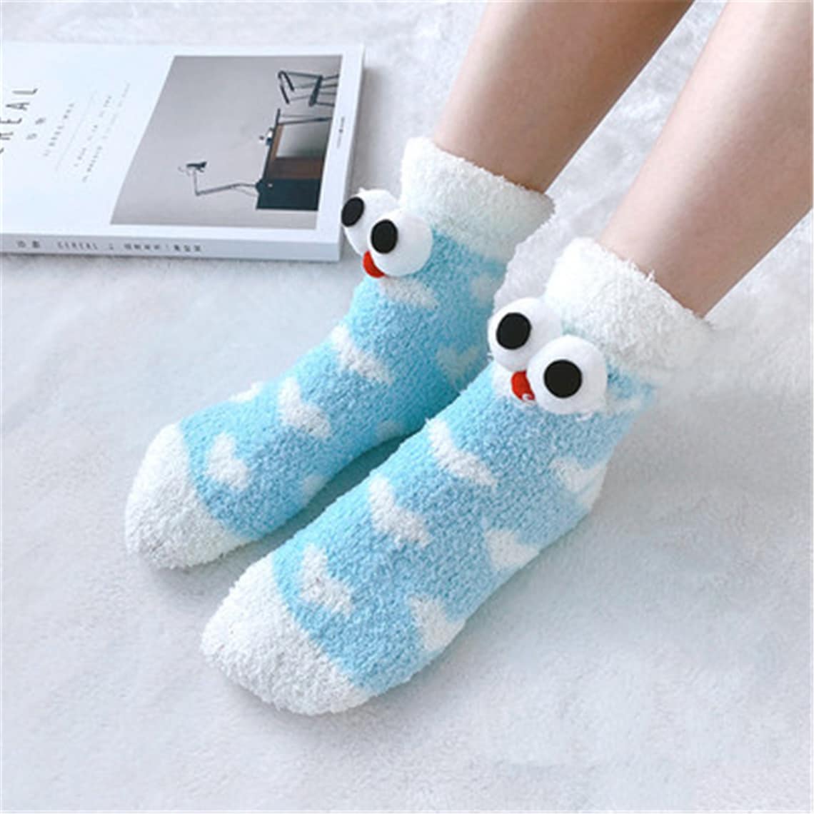 Funny Big Eyes Socks Cute Socks Interesting Socks Fuzzy Etsy