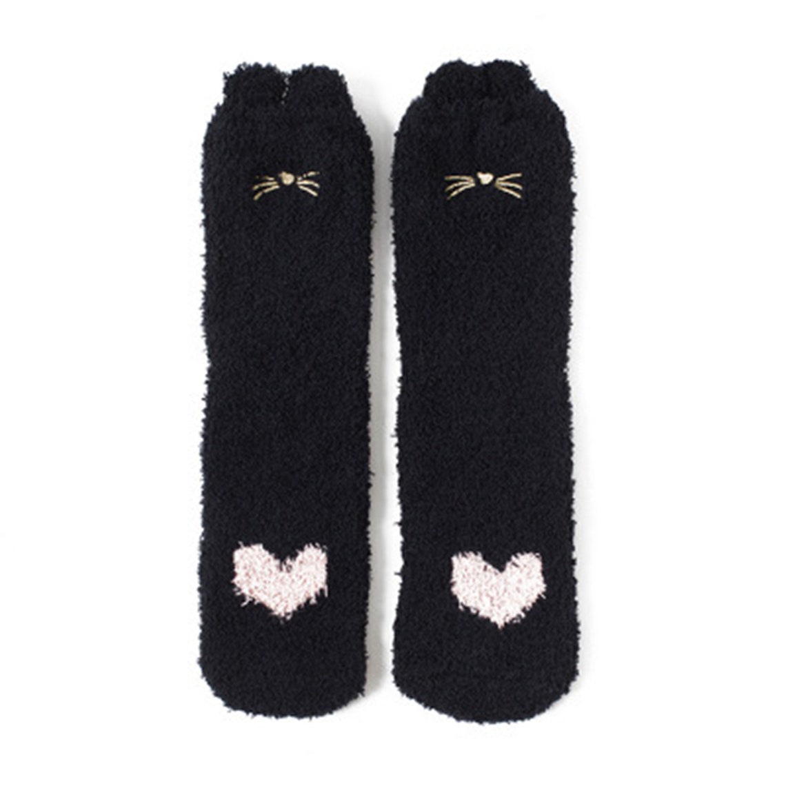 Cute Rabbit Embroidery Plush Socks Love And Rabbit Paw Print | Etsy