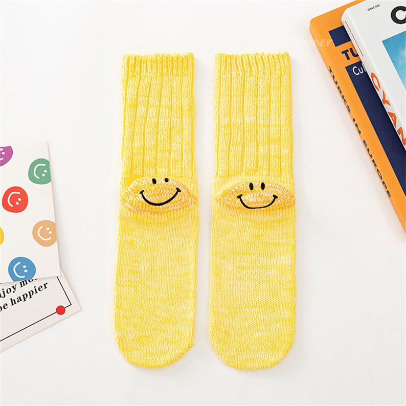 Heel Smile Knit Sock Cute Smiley Face Socks High Quality Etsy UK