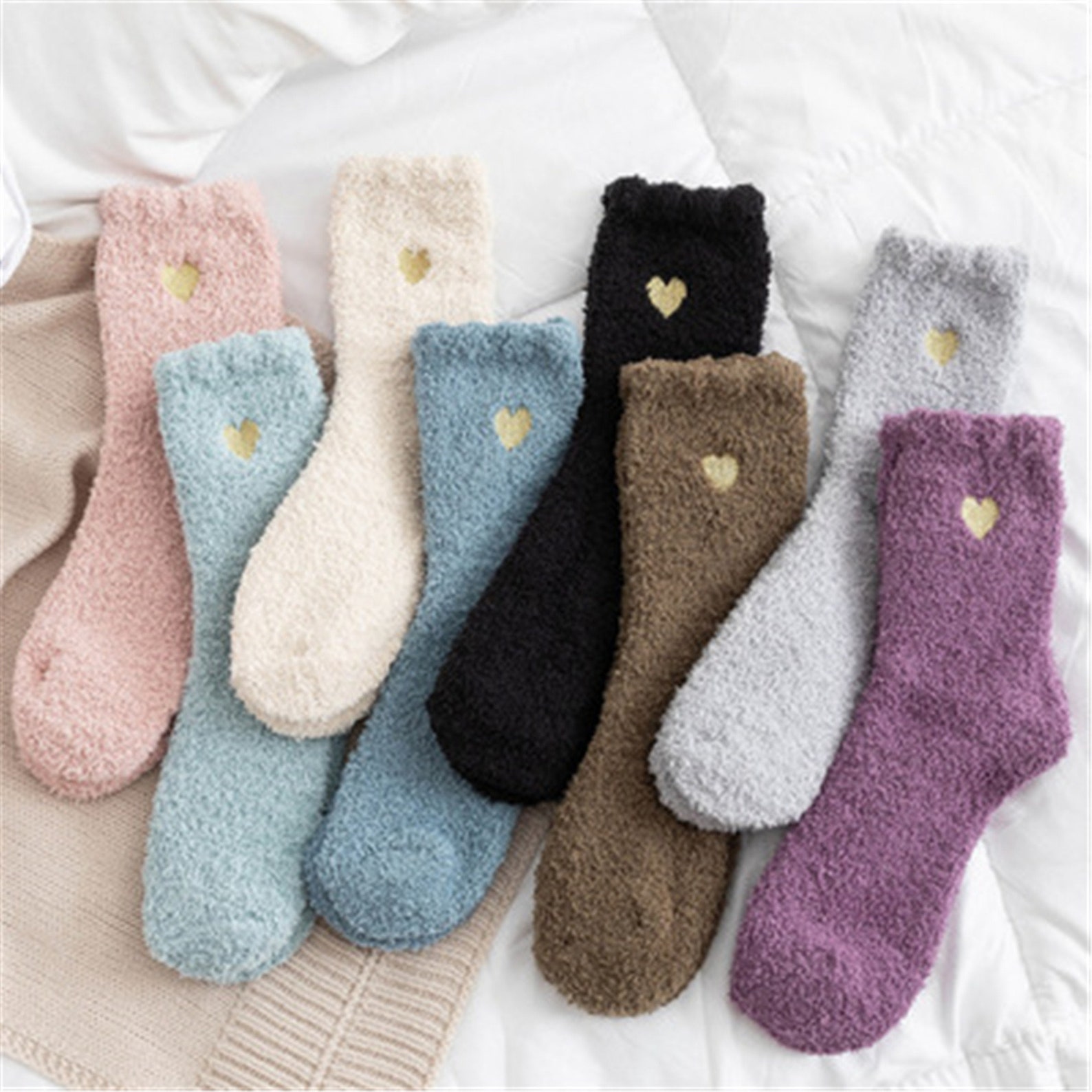 Little Heart Protect Ankle Fuzzy Socks Warm Cozy Socks Snow Etsy