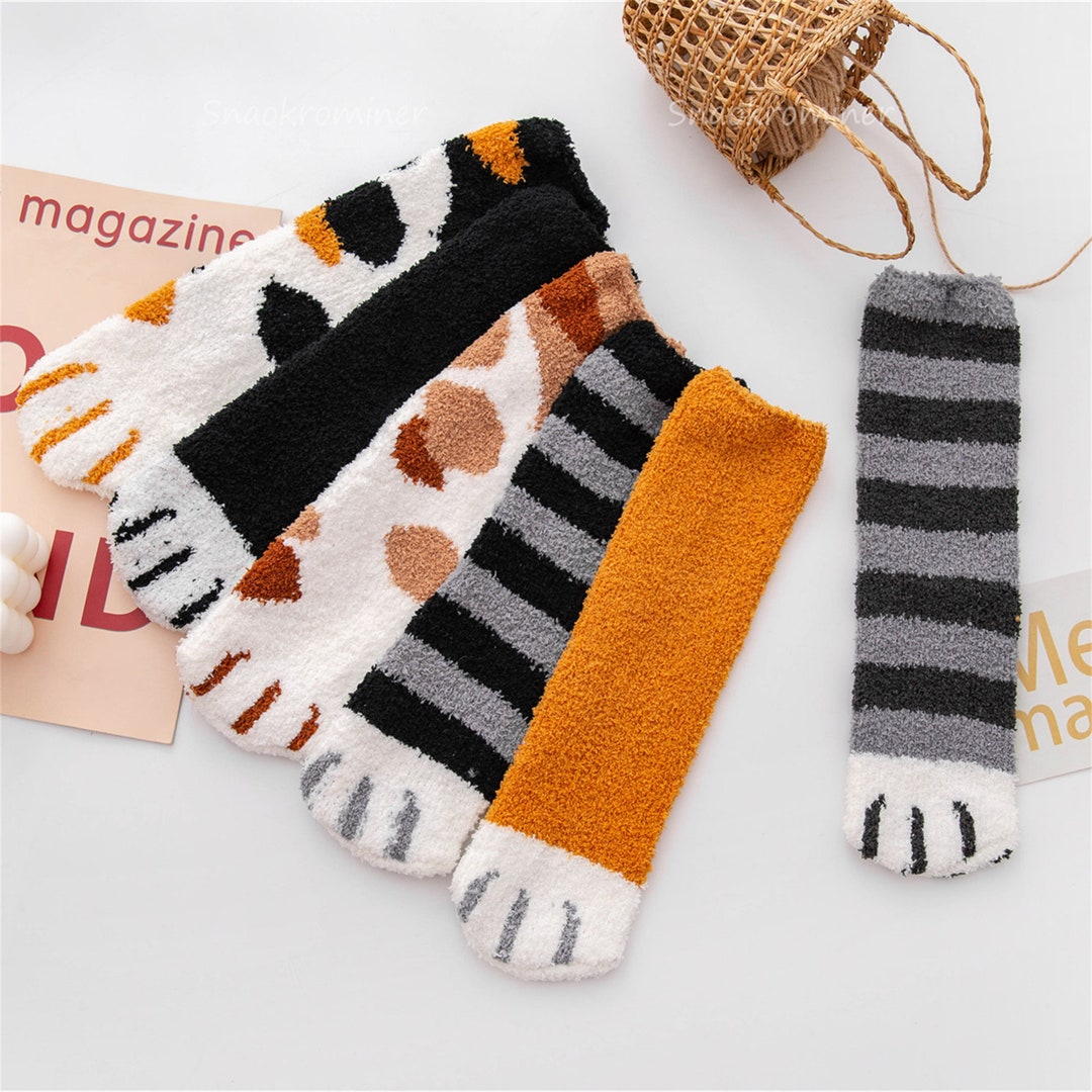 Warm Fluffy Cat Socks Cat Paw Fuzzy Socks Animal Paw Etsy