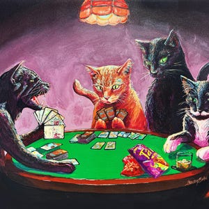 Cats Playing Magic the Gathering - OPEN EDITION Print