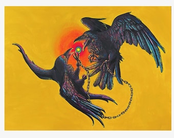 Zelfbehoud (Fantasy Raven-kunstwerk) - LIMITED EDITION-afdruk (11" x 14")