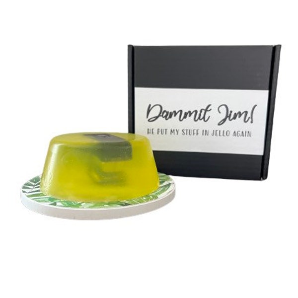 Dammit Jim Stapler in Jello Soap — Real Mini Black Stapler, Leaf Plated & Gift Boxed— The Office Pilot Episode