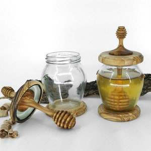 Olive Wood Honey Jar With Dipper - Olivewood Pens®