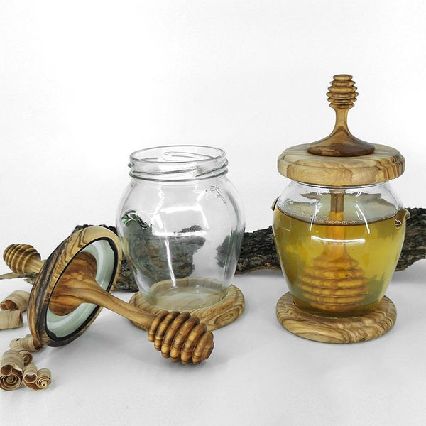Pot à miel en bois d'olivier avec louche - Olivewood Pens®