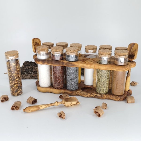 Olive Wood Spice Stand With Two Scoops - Olivewood Pens®
