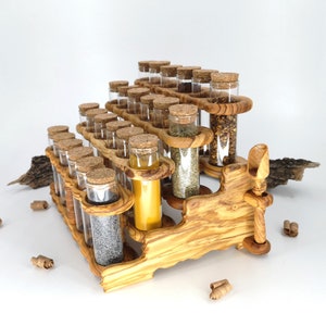 Olive Wood Tiered Spice Stand With Two Scoops Olivewood Pens® zdjęcie 8