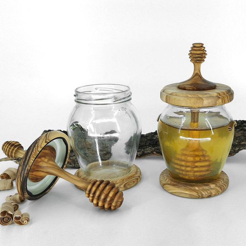 Olive Wood Honey Jar With Dipper Olivewood Pens® Etsy