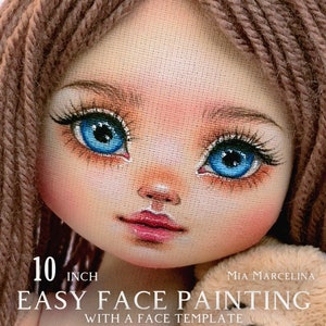 Video tutorial on drawing the face of a rag doll Mia Marcelina using a face template / Tutorial on DIY painting the face of a soft art doll
