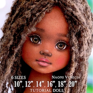 Video tutorial on drawing the face of rag doll Naomi Venecia using a face template / Making doll in 6 sizes: 10”, 12”, 14”, 16”, 18” and 20”