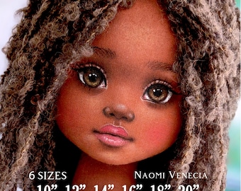 Video tutorial on drawing the face of rag doll Naomi Venecia using a face template / Making doll in 6 sizes: 10”, 12”, 14”, 16”, 18” and 20”