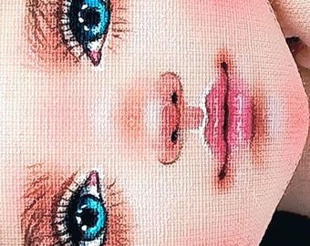 Video tutorial on drawing the face of a ragdoll Catherine Emily using a face template / Tutorial on DIY painting the face of a textile doll