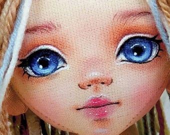 face painting rag doll with face template sewing 14 inch doll Amber Louise cloth doll’s pattern doll’s hair video tutorial draw face