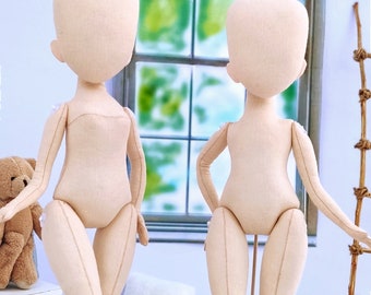 PDF tutorial 12” two dolls Mary and Lucy / Pattern doll with doll's breast / blank body doll / Sewing doll / rag doll tutorial / DIY dolls