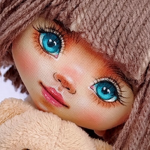 Video tutorial on drawing the face of a rag doll Daisy Rosie using a face template / Tutorial on DIY painting the face of a soft art doll