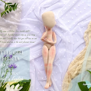 Pdf pattern tutorial doll 10 inches Felicia Cloth doll PDF Sewing Tutorial textile body doll handmade textile soft doll