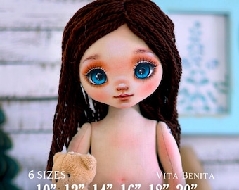 Tutorial on 10", 12", 14", 16", 18", 20" rag doll Vita Benita / Video tutorial on drawing the face of a textile doll using face template