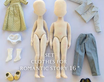 PDF tutorial Set Clothes for 16” Romantic Story / Dress, Panties, Socks, Shoes for Venecia 16” / Shirt, Trousers, Shoes for Boy Roberto 16”