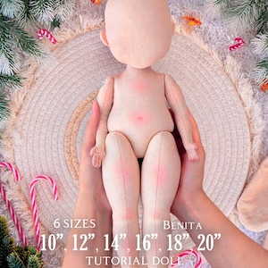 6 pdf-tutorials Benita-pop voor poppen van 10", 12", 14", 16", 18" en 20" / DIY-pop in 6 maten / Handgemaakte lappenpop / Zachte pop / Kunstpop naaien