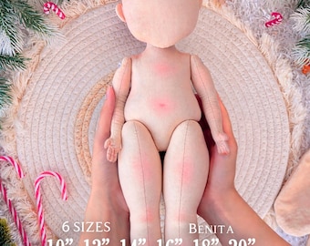 6 tutoriales en PDF Muñeca Benita para muñecas de 10”, 12”, 14”, 16”, 18” y 20” / Muñeca DIY en 6 tamaños / Muñeca de trapo hecha a mano / Muñeca de peluche / Costura de muñecas artísticas