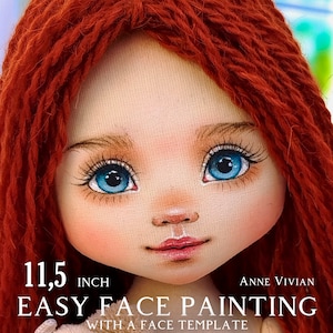 Video tutorial on drawing the face of a ragdoll Anne Vivian using a face template / Tutorial on DIY painting the face of a textile art doll