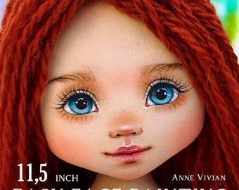 Video tutorial on drawing the face of a ragdoll Anne Vivian using a face template / Tutorial on DIY painting the face of a textile art doll