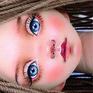drawing a face doll with face template sewing 16 inch rag doll Brigitte Paolia cloth doll pattern textile doll body hair pdf tutorial DIY