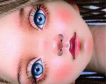 drawing a face doll with face template sewing 16 inch rag doll Brigitte Paolia cloth doll pattern textile doll body hair pdf tutorial DIY