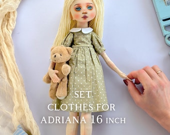 PDF tutorial Set Clothes for 16” Adriana doll / Dress, Panties, Socks and Shoes for doll / 4 patterns and tutorials for rag doll clothes