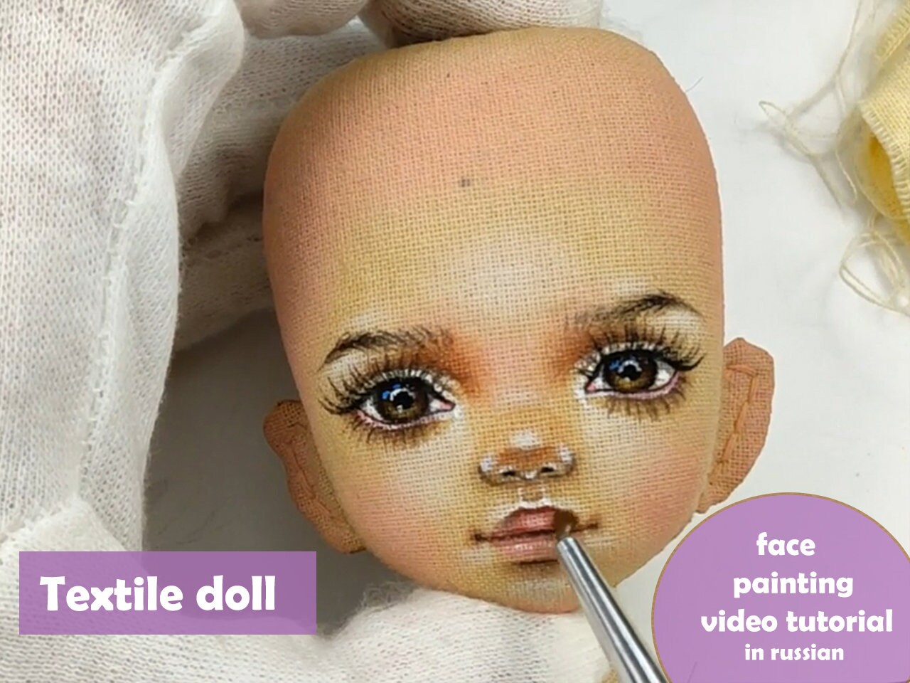 Face Painting Doll Tutorial How Make Face Textile Doll Video Etsy